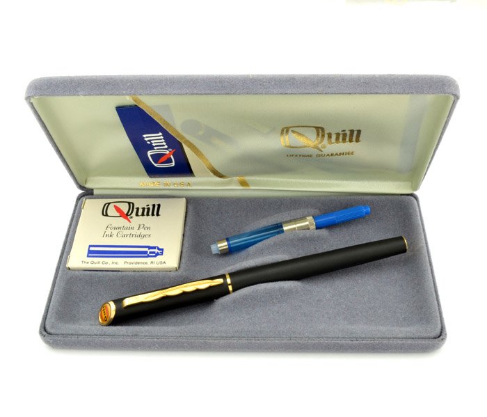 Quill Pen Co. Cartridge Fountain Pen Black, Gulf Emblem, Medium Nib